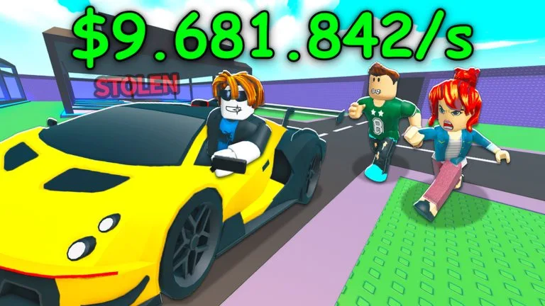 A player stealing an expensive car while being chased in Steal a Car